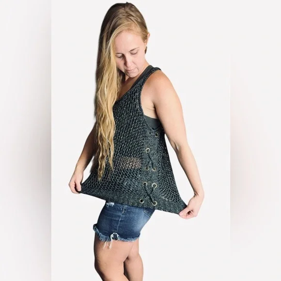 Guess Black Crochet Knit Tank Top - Picture 8 of 8